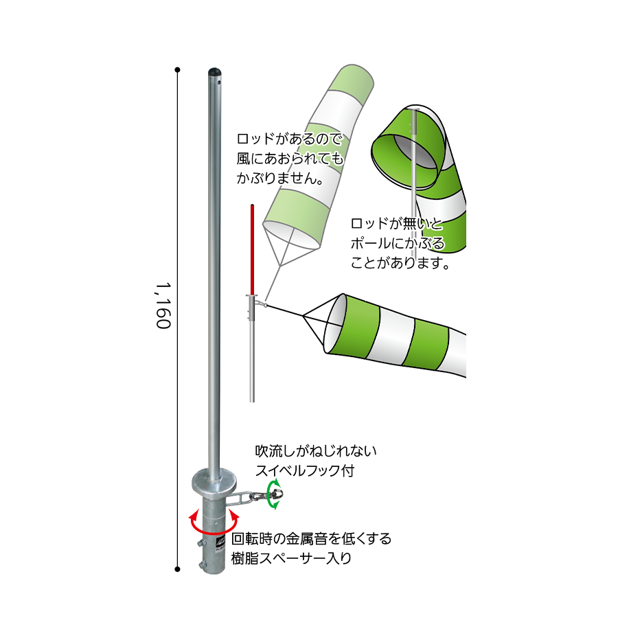 ロッド付吹流し取付金具 参考画像 - 1