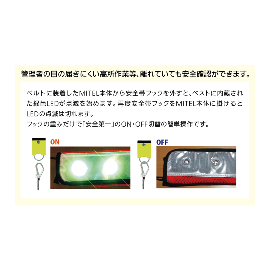 GENTI MITEL ミテル（安全帯用LEDランプ）パッドタイプ 参考画像 - 3