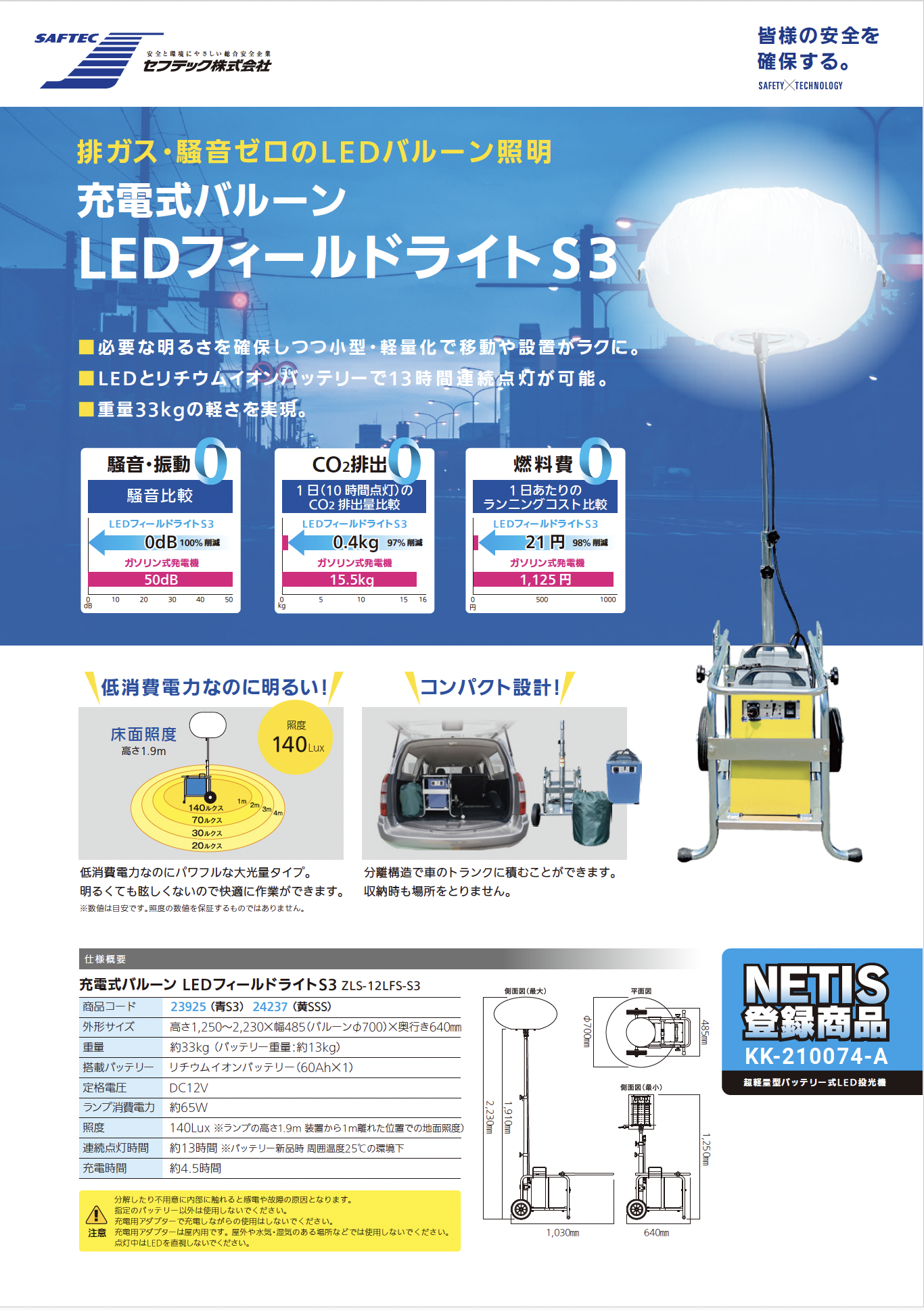 充電式バルーンLEDフィールドライトS3