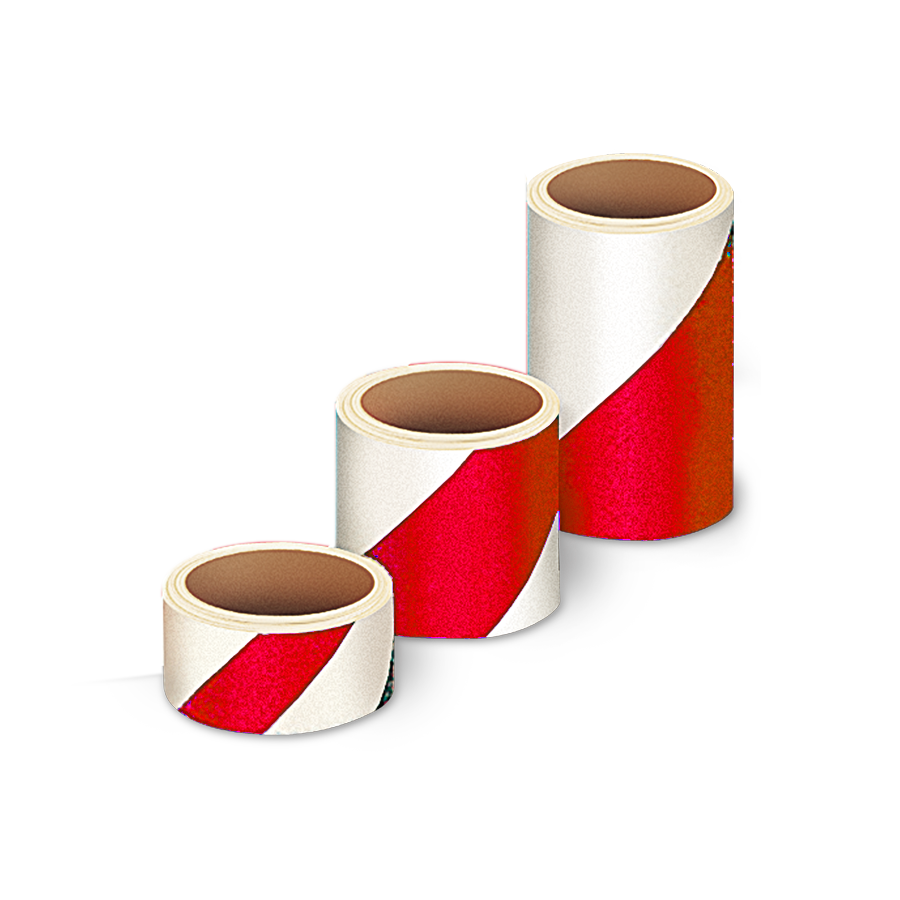 ダイヤテープ（反射）10m 赤白幅90mm 参考画像 - 1